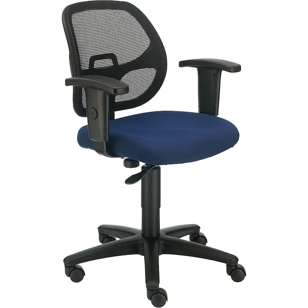 Mesh Back Office Chair with Arms, Fabric, Blue